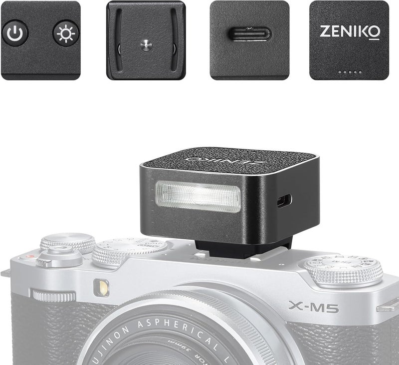 ZENIKO ZF08 Aluminum Mini Flash Speedlite, 440 Full-Power On Camera Flash,CCT 6500K±200K Small Camera Flash for Canon/Fuji/Sony zv1/Sony zve10/Nikon/Panasonic Olympus Pentax/3s Recycle(Black) - Image 1